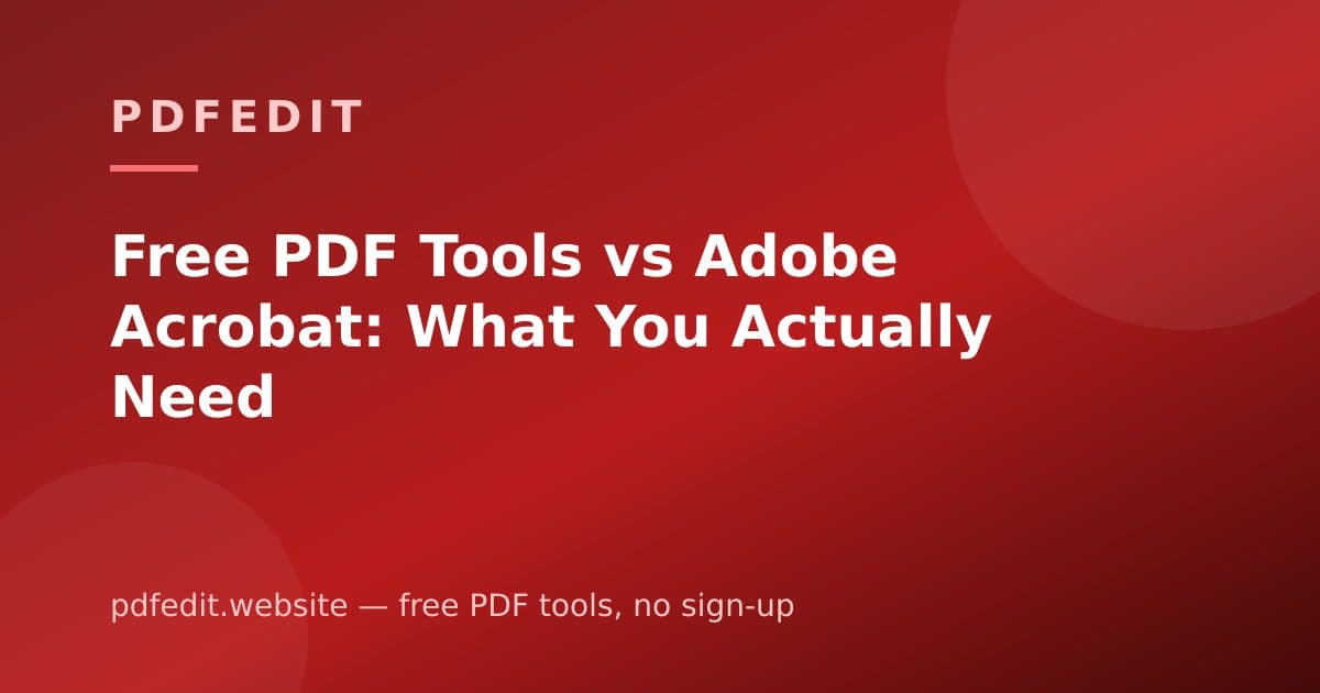 A browser window with free PDF tools next to a desktop computer running professional software