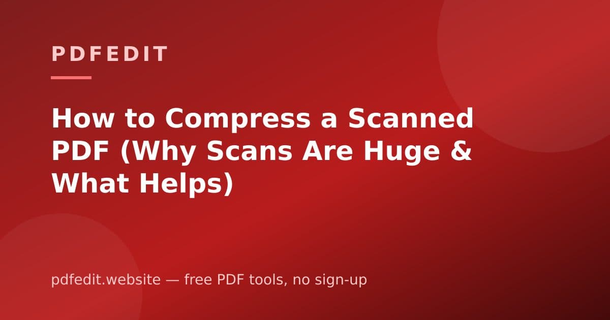 A stack of scanned paper pages being compressed into a small PDF file