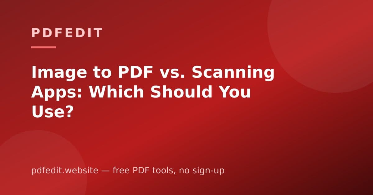 A smartphone with a scanning app next to a laptop browser converting images to PDF